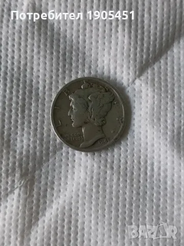 1 Дайм СРЕБРО Меркурий 1943г
