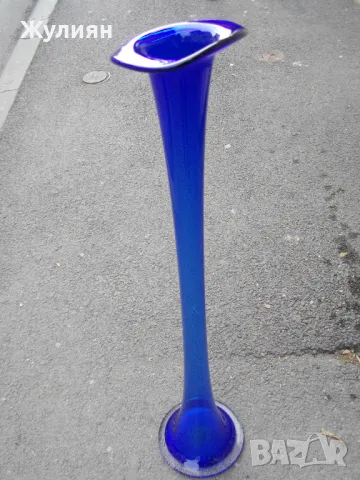 ГОЛЯМА ВАЗА СИНЬО СТЪКЛО, снимка 5 - Антикварни и старинни предмети - 49135905
