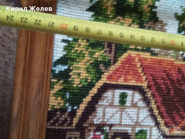 СТАР ГОБЛЕН СЕЛСКА КЪЩА ГЕРМАНИЯ ПАСТОРАЛЕН СЕЛСКИ ПЕЙЗАЖ в ДЪРВЕНА РАМКА 30915, снимка 4 - Гоблени - 37791331