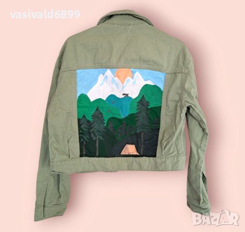 Ръчно рисувано дънково яке Into the mountains