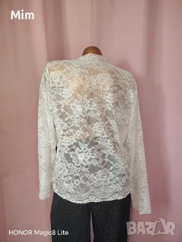 XL Черен сатенен панталон, 2/3XL Бяла дантелена блуза, 2XL дантелена блуза в екрю, снимка 6 - Блузи с дълъг ръкав и пуловери - 56170976