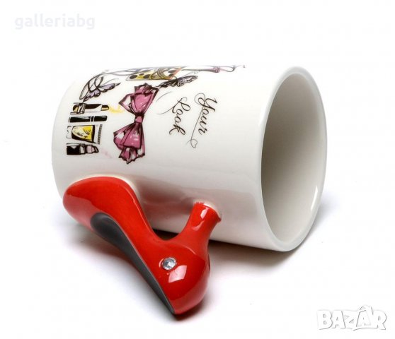 Керамична чаша с дамска обувка, снимка 3 - Арт сувенири - 39143181