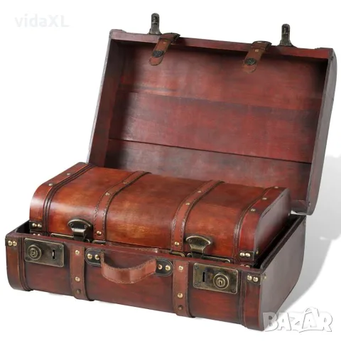 vidaXL Комплект дървени винтидж сандъци, 2 бр, снимка 2 - Скринове - 56146349