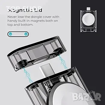 MFi сертифицирано USB C преносимо безжично магнитно зарядно устройство, снимка 3 - Безжични зарядни - 48776986