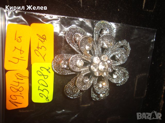 СТАРА СРЕБРИСТА СКЪПОЦЕННА ФЛОРАЛНА ВИНТИДЖ БРОШКА с БОХЕМСКИ ФАСЕТ КРИСТАЛИ 25082, снимка 2 - Други - 34528643