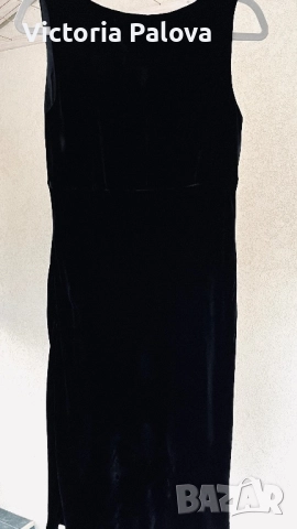 Елегантна черна кадифена рокля LAURA ASHLEY - вискоза/коприна, снимка 9 - Рокли - 52498085