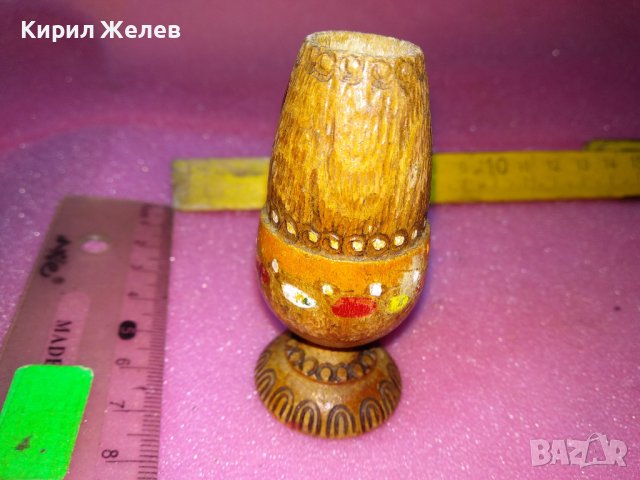 СТАРА ДЪРВЕНА ПИРОГРАФИРАНА МИНИАТЮРА ЧАШКА - МОЛИВНИК За КОЛЕКЦИЯ ДЕКОРАЦИЯ 26049, снимка 3 - Антикварни и старинни предмети - 44222306