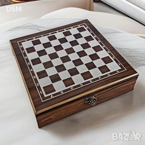 Нов Комплект Дървен Шах и Карти /Дървени Фигури /Настолна Игра - 24х24см, снимка 2 - Шах и табла - 48581711