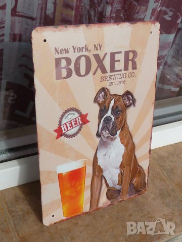 Метална табела бира Боксер куче Boxer за истински мъже премиум Ню Йорк, снимка 2 - Колекции - 42756133