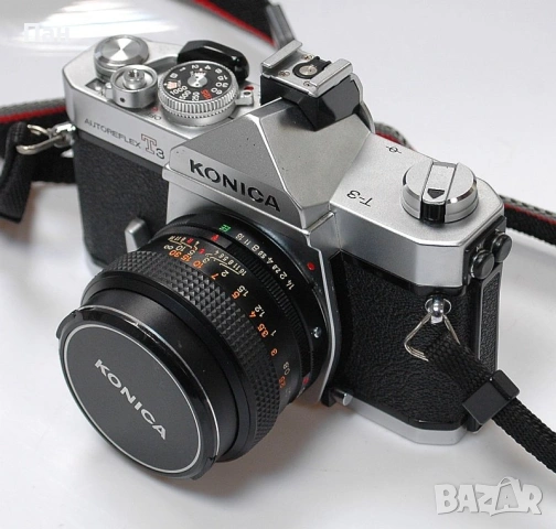 Фотоапарат Konica T3 + обектив Hexanon AR 50/1.4, снимка 5 - Фотоапарати - 54267188