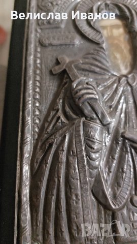 Гръцка икона сребро на Свети Антоний. Проба 950, снимка 6 - Икони - 44186053