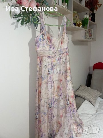 Разкошна нова нежна елегантна дълга рокля фрорален принт нежни цветя висока талия цепка, снимка 10 - Рокли - 42038079