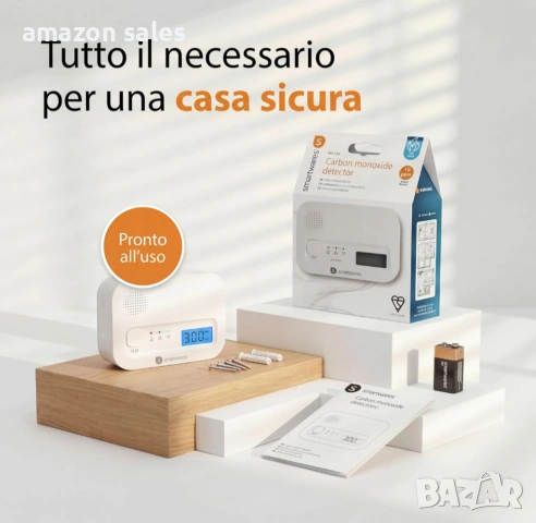 Детектор за въглероден оксид Smartwares с дисплей и бутон за тестване, снимка 3 - Други - 54161352