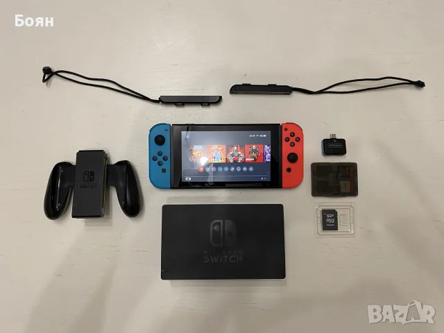 Nintendo Switch V1 с ЧИП | 256GB | 2 игри | RCM Loader | Пълен комплект
