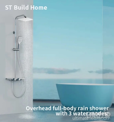 Душова система с термостат + стъклен рафт, снимка 5 - Душове - 51694803