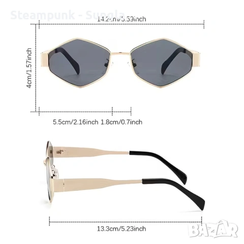 Комплект 2 чифта дамски слънчеви очила – овални и ромбоидни | Модерен дизайн с метална рамка UV 400, снимка 5 - Слънчеви и диоптрични очила - 54009420