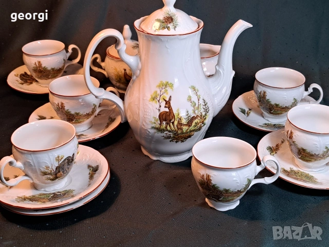 чешки порцеланов сервиз Bernadotte ловни мотиви  35/1, снимка 2 - Сервизи - 54176716