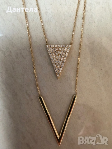 Ново златно двойно колие с камъни - 3.19гр., снимка 15 - Колиета, медальони, синджири - 54226149