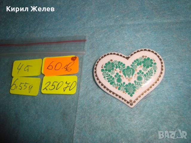 СТАРИННА ПОСРЕБРЕНА БРОШКА - СЪРЧИЦЕ РЪЧНО РИСУВАНА ФЛОРАЛНА ОРНАМЕНТИКА БЕЛ ЕПОК РЕТРО БИЖУ 25070, снимка 7 - Антикварни и старинни предмети - 34883971