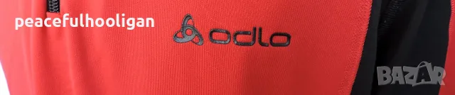 ODLO мъжка спортна блуза XXL – Поло яка, 1/2 цип, червено и черно, снимка 3 - Спортни дрехи, екипи - 56058668