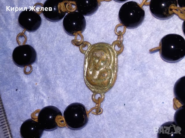 СТАРА РИМОКАТОЛИЧЕСКА МОЛИТВЕНА ОГЪРЛИЦА БРОЕНИЦА с ЖЕЛЯЗНО КРЪСТЧЕ с ПОЗЛАТА и КРИСТАЛИ ИКОНА 37224, снимка 11 - Антикварни и старинни предмети - 40392062