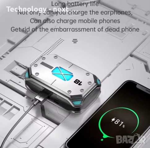 Смарт безжични слушалки TWS EM-M41, Bluetooth 5.2, LED дисплей, ЧЕРНИ, снимка 4 - Bluetooth слушалки - 52880450