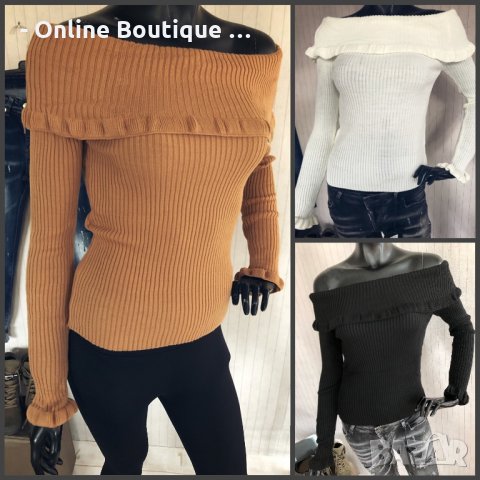 Мека блуза с голи рамене КОД 3, снимка 1 - Блузи с дълъг ръкав и пуловери - 31450081