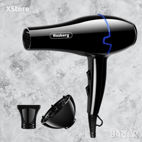Сешоар Rosberg, 2000W, 3 степени на температура, 2 скорости, Черен, снимка 5 - Сешоари - 52593710