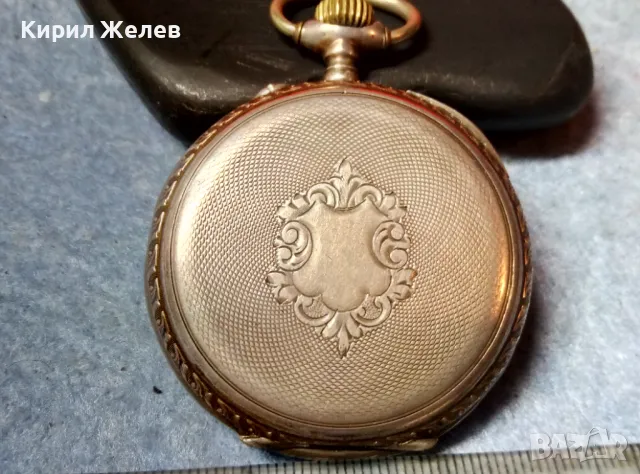 CYLINDRE 10 RUBIS Стар ШВЕЙЦАРСКИ СРЕБЪРЕН ДЖОБЕН ЧАСОВНИК СРЕБРО 800 с ПОЗЛАТЕНА ОРНАМЕНТИКА 48860, снимка 2 - Антикварни и старинни предмети - 48035057