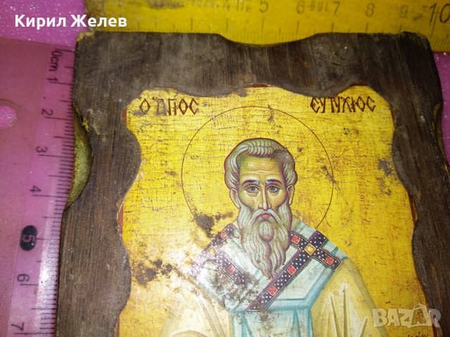 ГРЪЦКА ИЗТОЧНОПРАВОСЛАВНА ИКОНА ДЪРВО ПРИНТ МНОГО ХУБАВА ИЗРАБОТКА с ЕТИКЕТ на ГЪРБА 42833, снимка 4 - Икони - 44211717