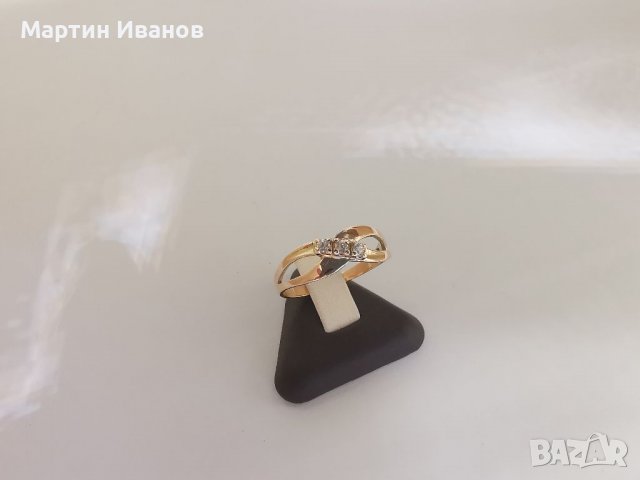 Златен пръстен с циркони 2.02гр, снимка 3 - Пръстени - 38755972