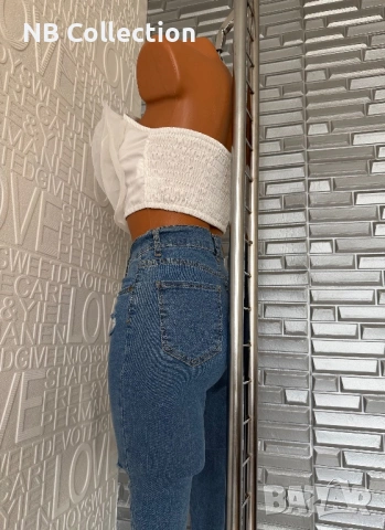 Дамски дънки Slim с накъсан ефект , снимка 4 - Дънки - 50013917