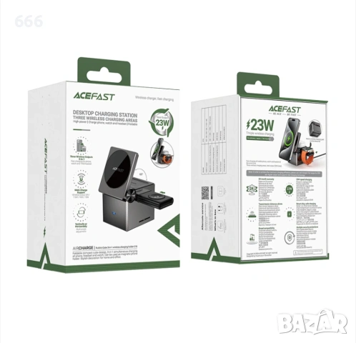 3в1 зарядна станция за телефон, TWS слушалки и Apple Watch, 23W - Acefast (E18) - метално сиво, снимка 10 - Друга електроника - 53359146