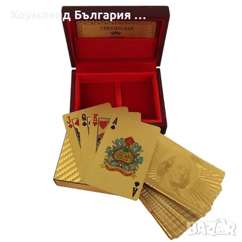 Позлатени карти за игра / 24 карата злато + сертификат, снимка 2 - Калъфи, кейсове - 42895129