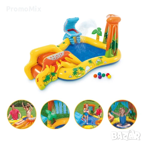 Детски надуваем басейн с пързалка Intex 57444NP Dinosaur Play Center 4в1 Надуваем център, снимка 8 - Басейни и аксесоари - 51102291
