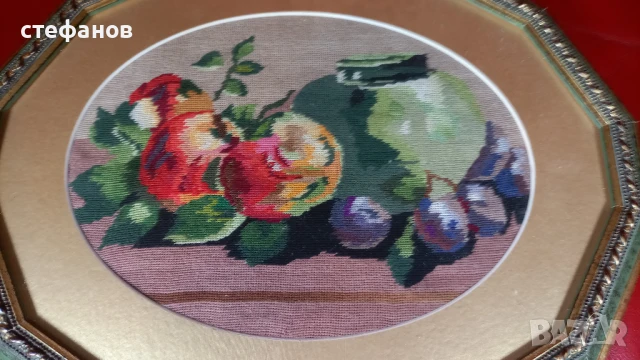 Гоблен в рамка,  плодове и ваза, снимка 3 - Гоблени - 51164626