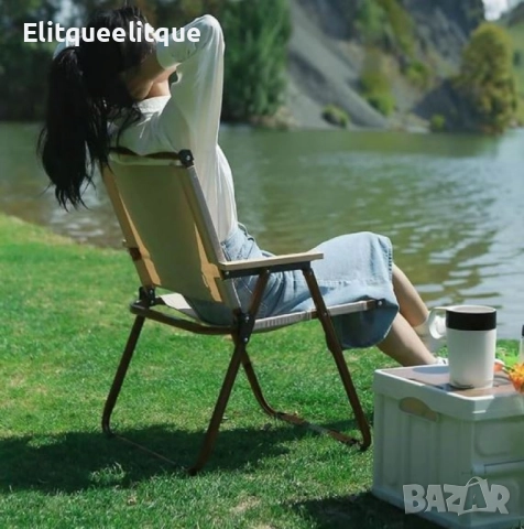 Сгъваем къмпинг стол с дървени подлакътници NS 3918/NS 3919, снимка 5 - Градински мебели, декорация  - 49908936