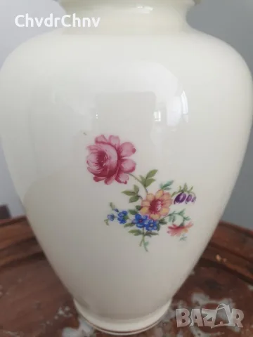 ALKA Bavaria Meissen 23см/АЛКА Бавария Майсен стара немска порцеланова ваза с капак-урна, снимка 9 - Вази - 55876499