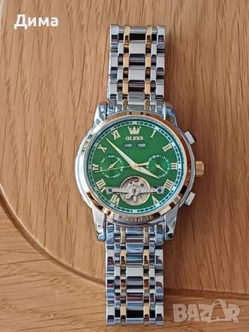 Olevs Автоматик, 3 АТМ, Дисплей Скелетон, HD Светещ, Прозрачен гръб, Мултифункционален, Календар, снимка 9 - Мъжки - 51172652