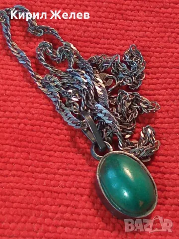 СТАРИНЕН СРЕБЪРЕН РЕТРО ПЕНДАНТ с НАТУРАЛЕН ЗЕЛЕН НЕФРИТ и СРЕБЪРНА ВЕРИЖКА МАРКОВО СРЕБРО 975 43300, снимка 16 - Антикварни и старинни предмети - 49917719