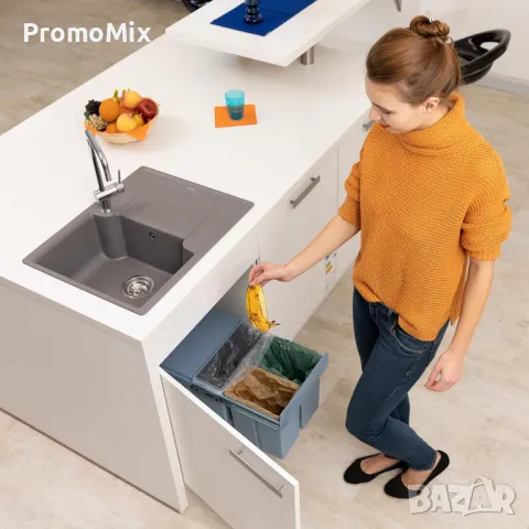 Кош за отпадъци Relaxdays 10027287 31л За вграждане кош за боклук разделно събиране 3 отделения