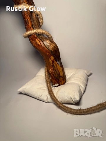 Ръчно изработена настолна рустик лампа, снимка 2 - Настолни лампи - 52185040