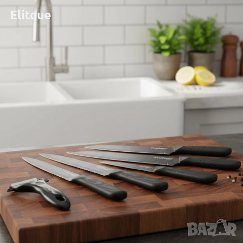 Комплект кухненски н о ж о в е Cheffinger MB09 – 6 части с мраморно покритие и магнитна кутия, снимка 5 - Други - 53262725