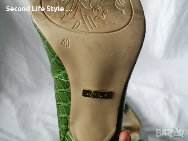 № 40 дамски обувки на висок ток имитация на крокодилска кожа в зелен цвят CATWALK, снимка 14 - Дамски обувки на ток - 54095524