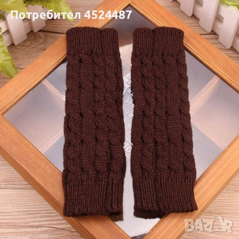 Дамски плетени вълнени ръкавици без пръсти, снимка 4 - Ръкавици - 52638953