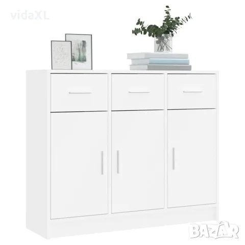 vidaXL Бюфет, бял, 91x28x75 см, инженерно дърво, снимка 3 - Бюфети - 56148033