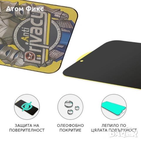 Стъклен протектор за APPLE iPhone 13/ 13 Pro/ 14/ 16E Anti-Static Privacy, снимка 4 - Фолия, протектори - 54065304