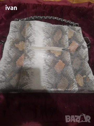 дамска Марков чанта от змийска кожа , снимка 3 - Чанти - 51793853