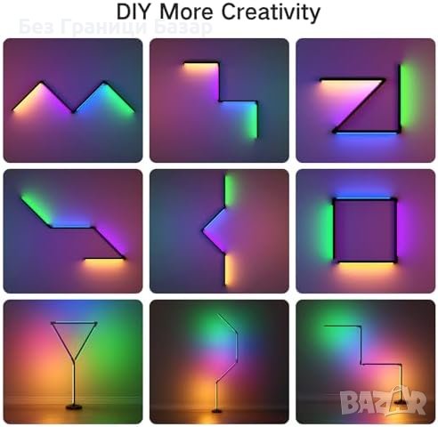 Нова LED Ъглова Лампа OUTON RGB, Сгъваема, Синхрон с Музика, снимка 2 - Лед осветление - 44156158