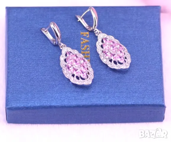 Луксозен сребърен комплект с лилав сапфир, снимка 4 - Колиета, медальони, синджири - 47932782